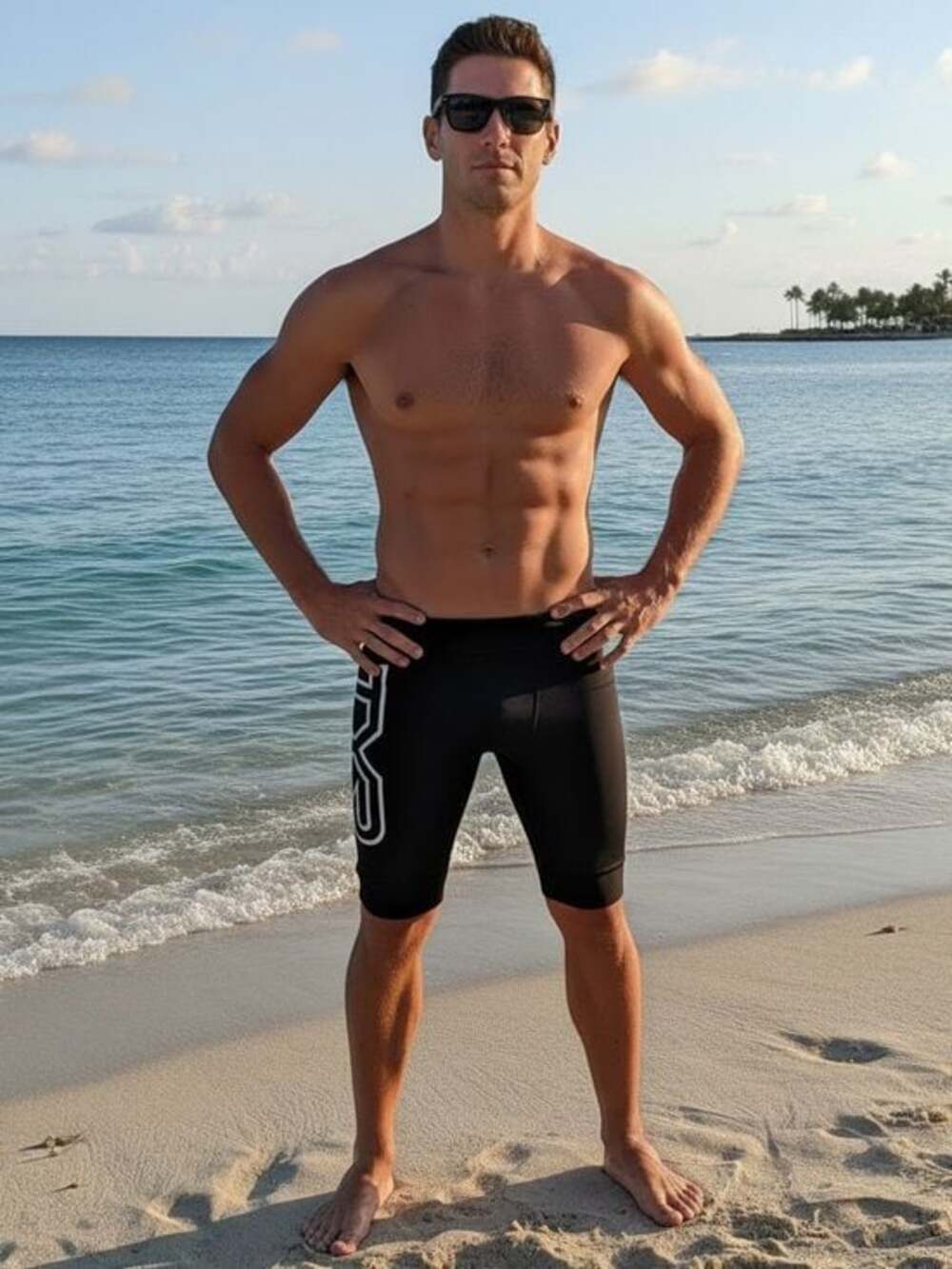 TYR Black Swim Jammers with White Logo Tag